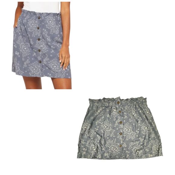 Madewell Blue Floral Button Front Mini Skirt Size XL - Picture 1 of 7